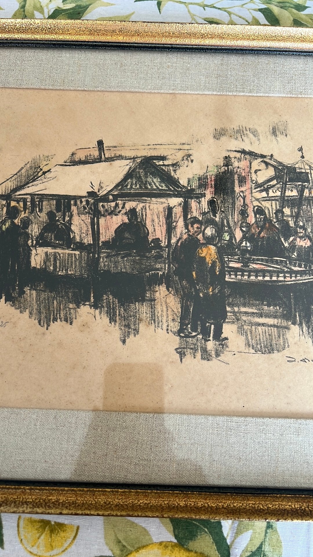 Cadre  avec gravure signee, Antiquités & Art, Art | Eaux-fortes & Gravures, Enlèvement, Gravure