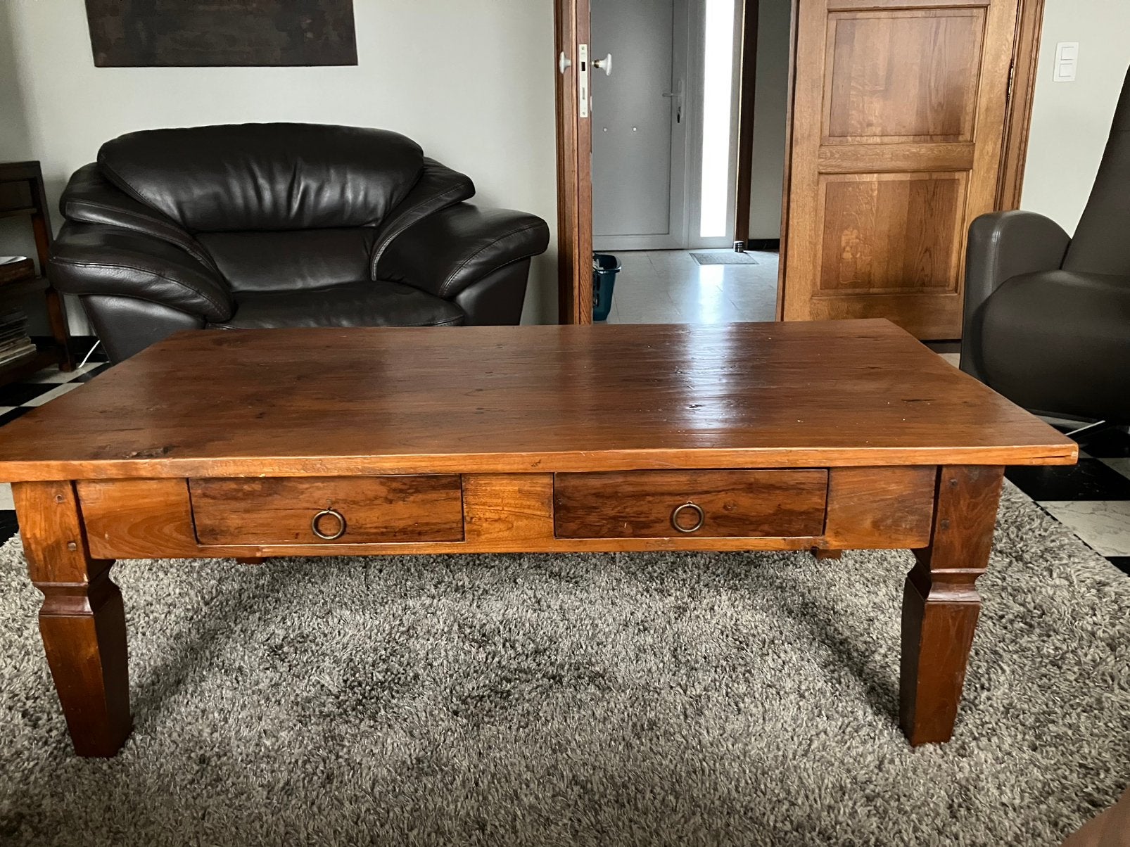 Salontafel massief hout, Huis en Inrichting, Ophalen, 50 – 75, Gebruikt, 100 tot 150 cm