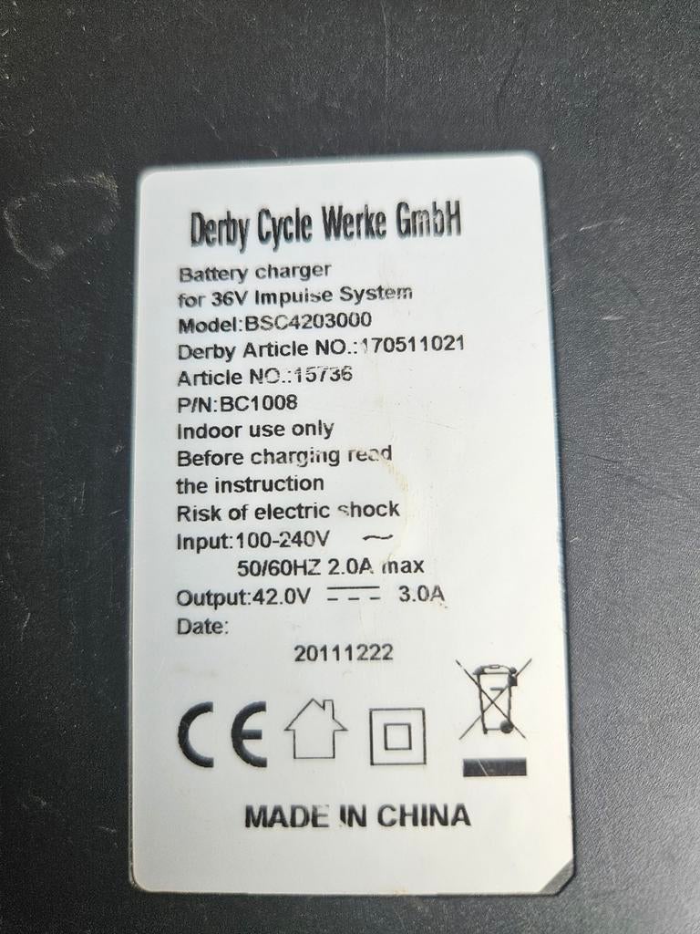 Batterijlader Kalkhoff impulse 2.0, Enlèvement
