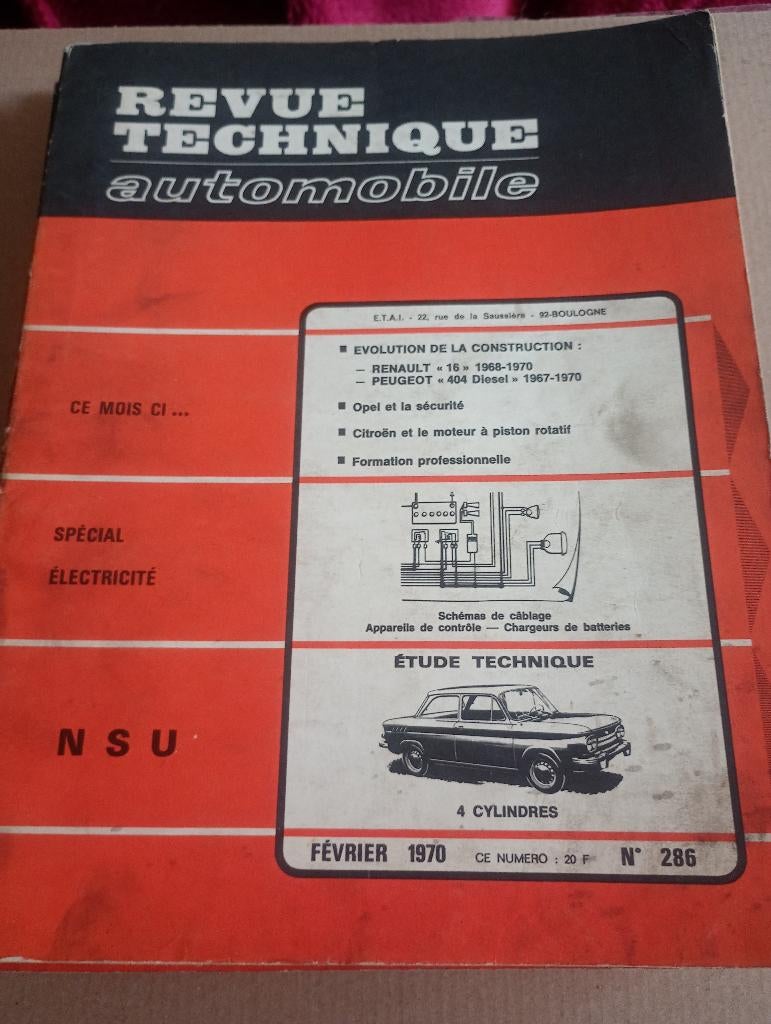 revue technique NSU prinz TT 4 cylindres jusque 1969, Enlèvement ou Envoi