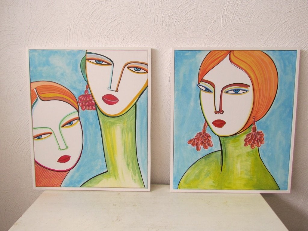 schilderijen " meisjes met oorbellen", Neuf, 50 – 75, Enlèvement, Peinture