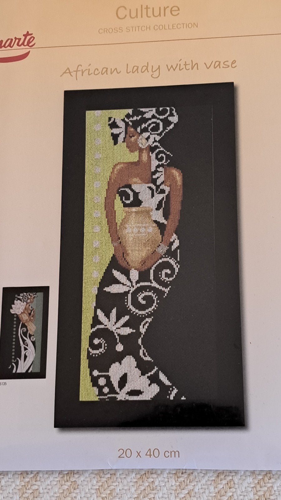 Lanarte borduurpakket African Lady with vase 20 x 40 cm, Enlèvement ou Envoi, Neuf, Broderies à la main, Set à broder