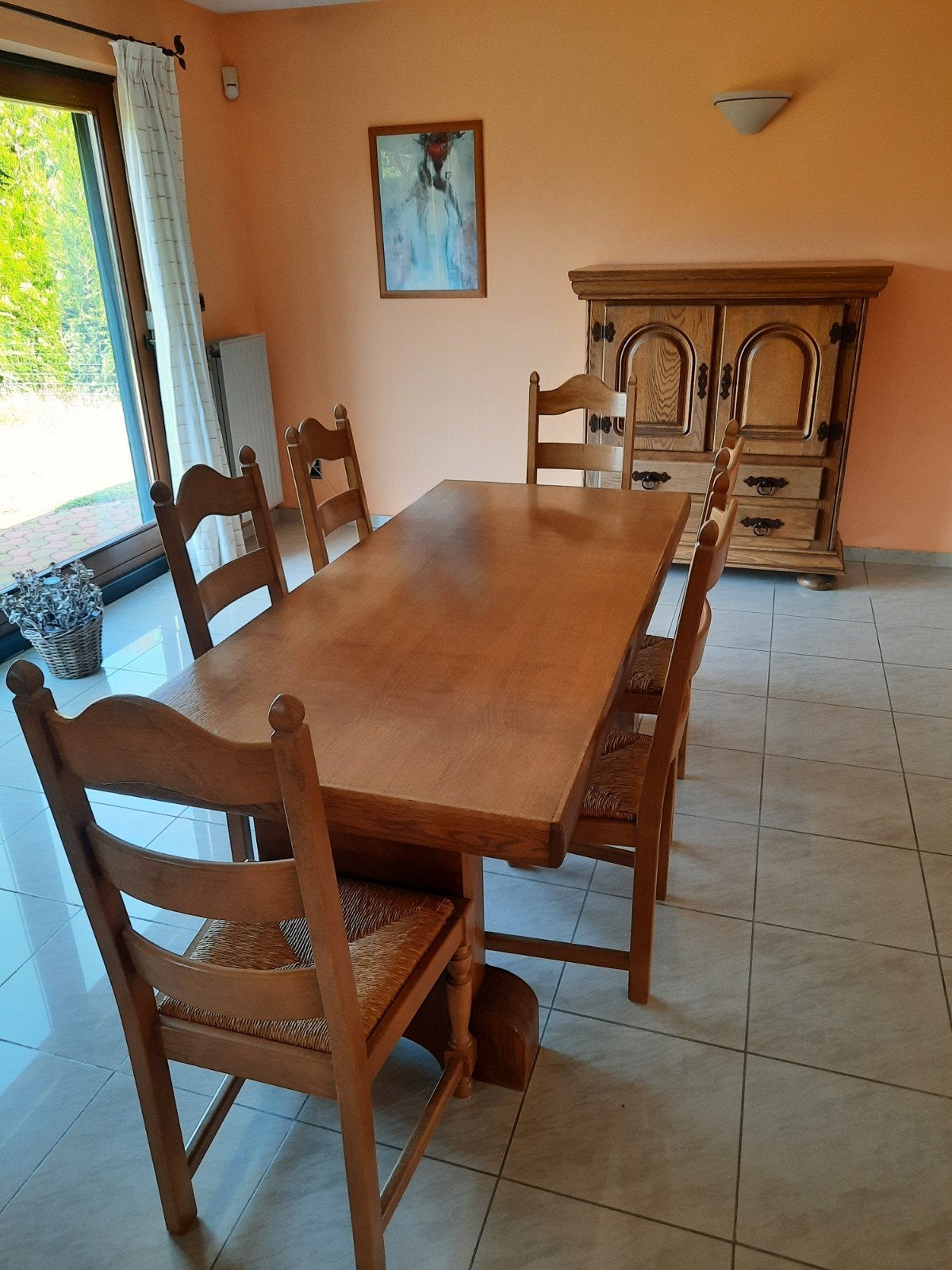 Salle à manger complète,  table + 6 chaises + 2 meubles, Maison & Meubles, Enlèvement