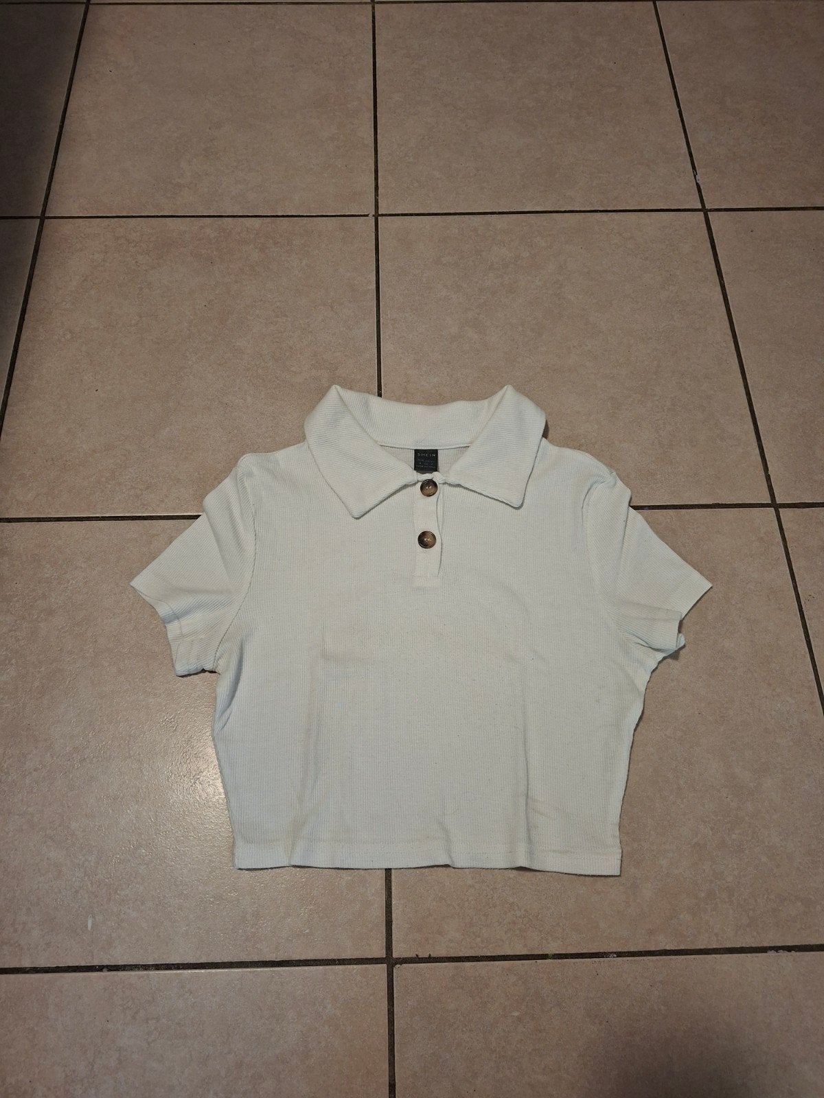 Top un peu polo Shein, Kleding | Dames, Topjes, Ophalen, Wit, Zo goed als nieuw, Korte mouw