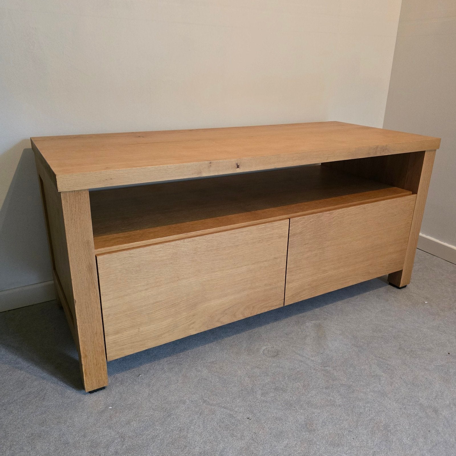 Massief eiken TV kast, Ophalen, Landelijk - modern, Eikenhout, 50 tot 100 cm