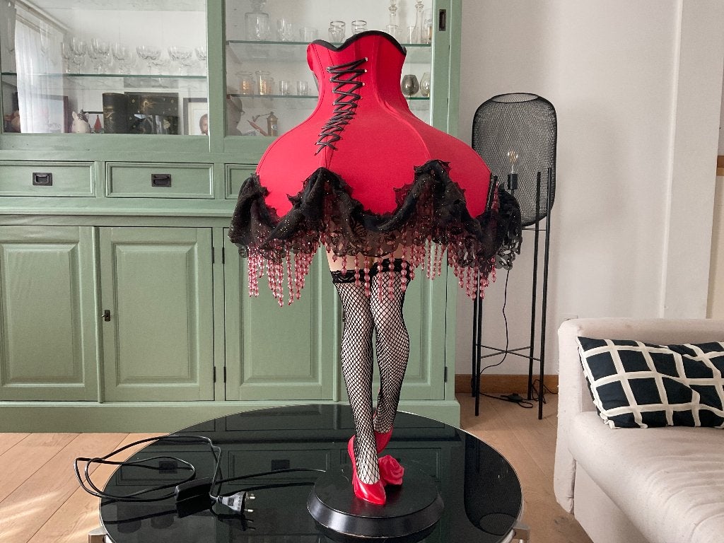Burlesque /moulin rouge korset benenlamp, Ophalen, Met schakelaar, Overige merken, Vintage