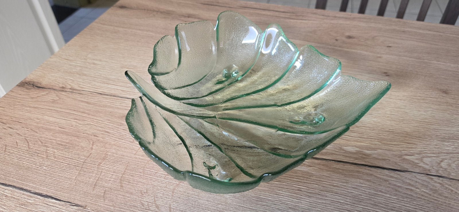 Vintage lichtgroene serveerschaal fruitschaal snoepschaal, Ophalen, Nieuw, Glas, Schaal