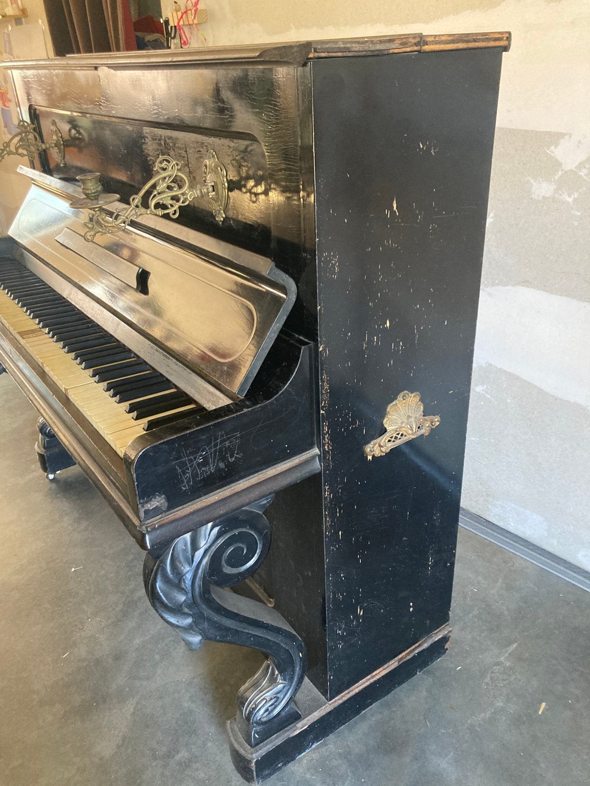 Gratis antieke buffetpiano J. Oor (Brussel), Brillant, Enlèvement, Utilisé, Piano