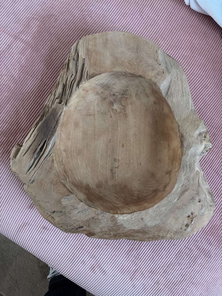 Grote houten schaal uit een stuk boomstam, Ophalen, Gebruikt, Schaal, Overige vormen