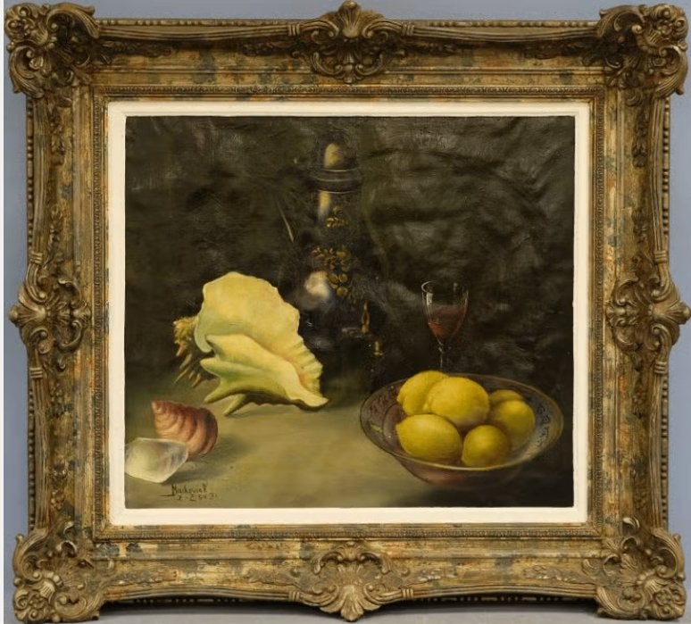 huile sur toile nature morte signe Erwin Mackowiak, Enlèvement, Surréalisme, Nature morte, Toile