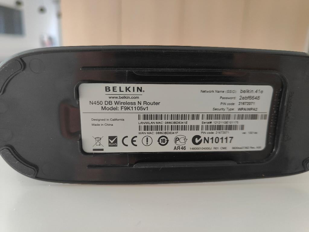 Routeur sans fil N Belkin N450 DB DB, Informatique & Logiciels, Routeurs & Modems, Comme neuf, Routeur, Enlèvement ou Envoi