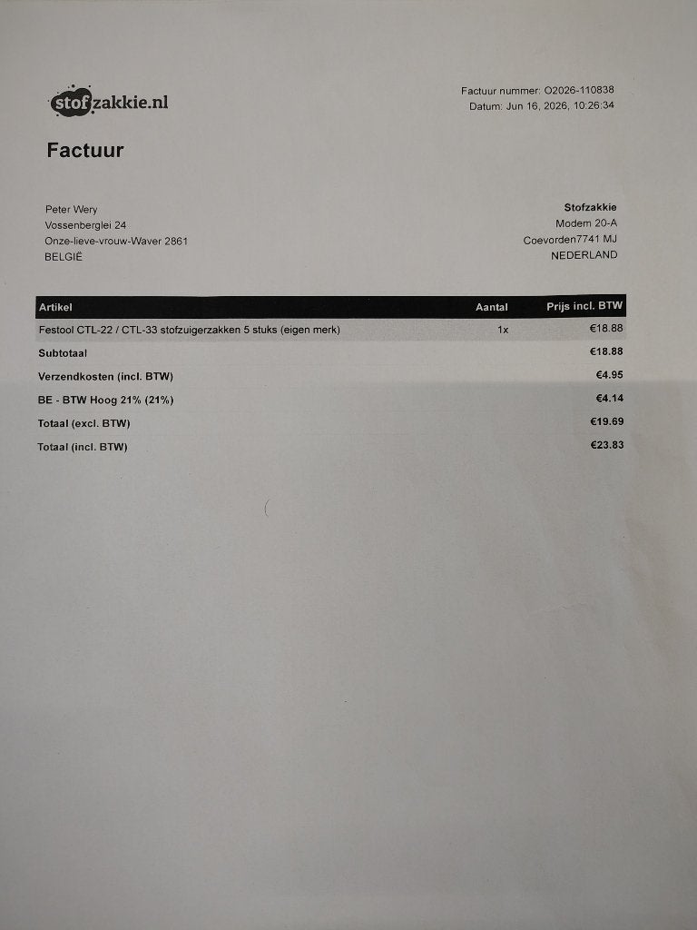 5 Stofzuigerzakken Festool CTL-22 of CTL-33, Ophalen of Verzenden, Nieuw