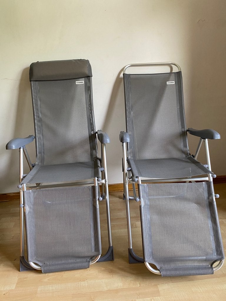 Paar opvouwbare aluminium tuinstoelen van Casaria, Tuin en Terras, Tuinstoelen, Ophalen, Zo goed als nieuw, Aluminium, Inklapbaar
