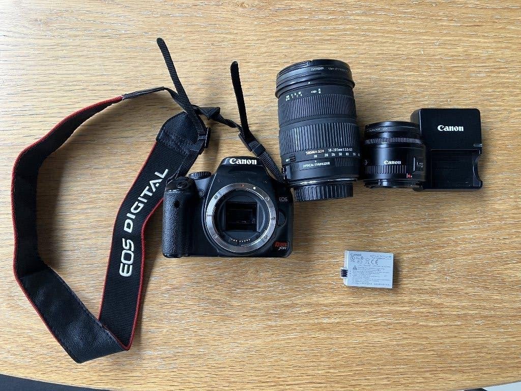 Canon EOS 450D (Rebel XSi) Sigma 18-200 et Canon 50 f/1.8, TV, Hi-fi & Vidéo, Enlèvement ou Envoi, 12 mégapixels, Canon, Batterie