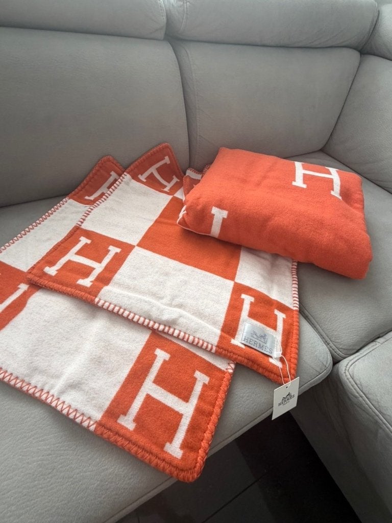 Set de 2 taies d'oreiller Hermès avec couverture orange neuf, Envoi, Neuf, Orange