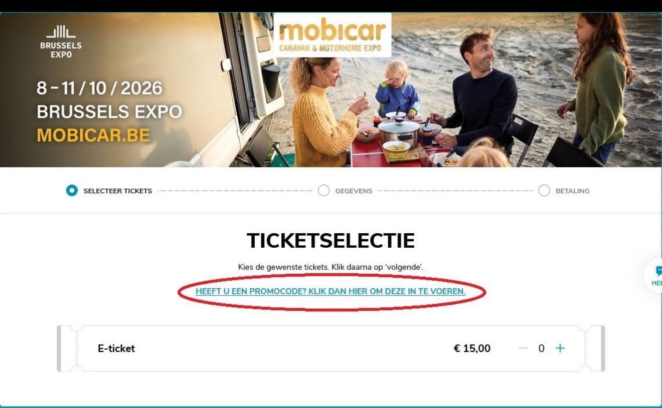 Mobicar 2026 tickets 2 stuks