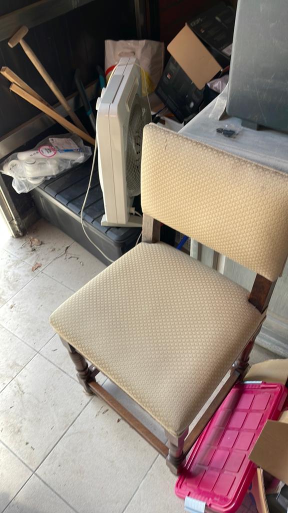 6 gestoffeerde stoelen, Huis en Inrichting, Ophalen, Bruin, Zo goed als nieuw, Stof