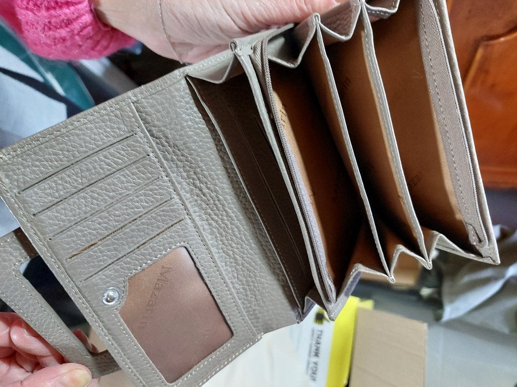 Mazarin leren portemonnee, Beige, Zo goed als nieuw, Leder, Ophalen