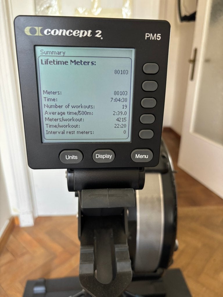 Concept2 RowErg PM5 - 3 maanden oud, 80 km, Sport en Fitness, Fitnessapparatuur, Ophalen, Aluminium, Zo goed als nieuw, Roeitrainer
