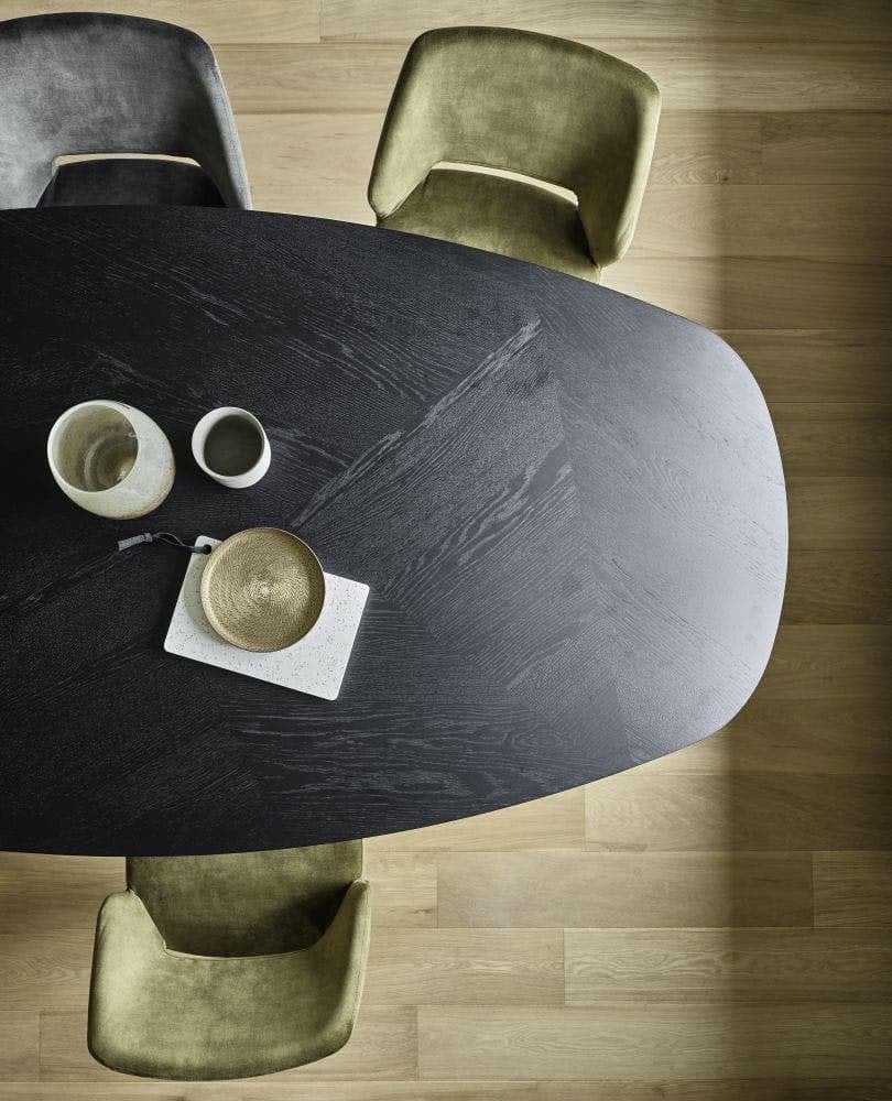 Mobitec eettafel ovaal eiken zwart, 150 à 200 cm, Cinq personnes ou plus, Comme neuf, 100 à 150 cm