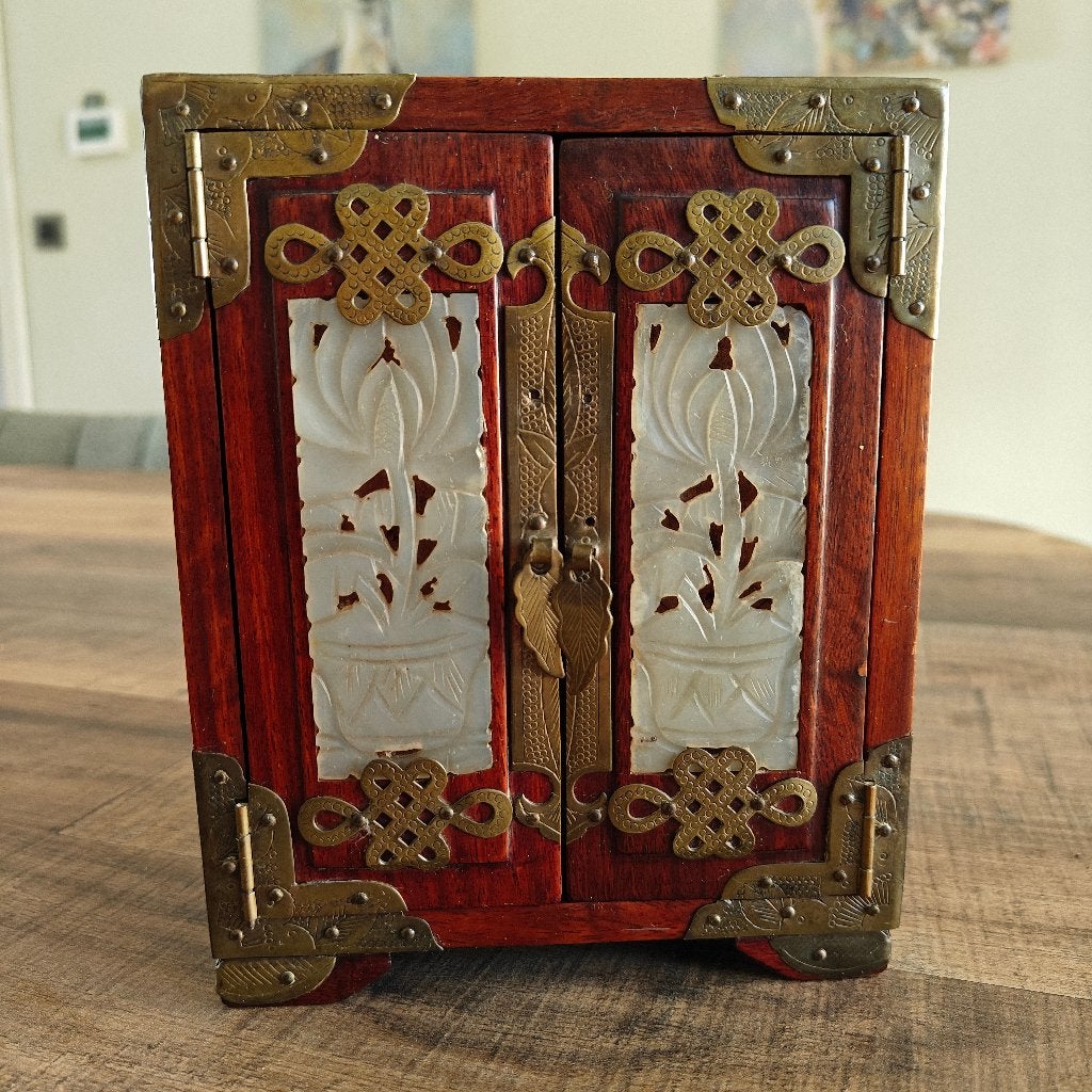 Boîte à bijoux en bois chinoise vintage, Enlèvement ou Envoi