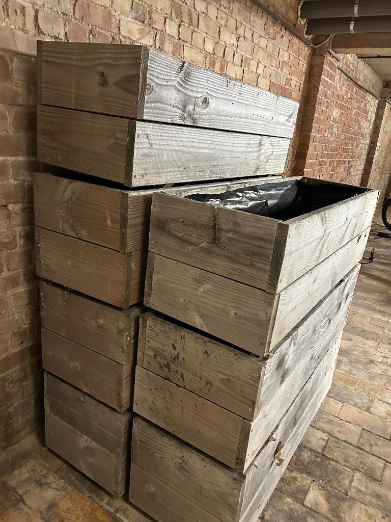 Houten bakken voor planten, Tuin en Terras, Ophalen, Gebruikt, Hardhout, 180 tot 250 cm