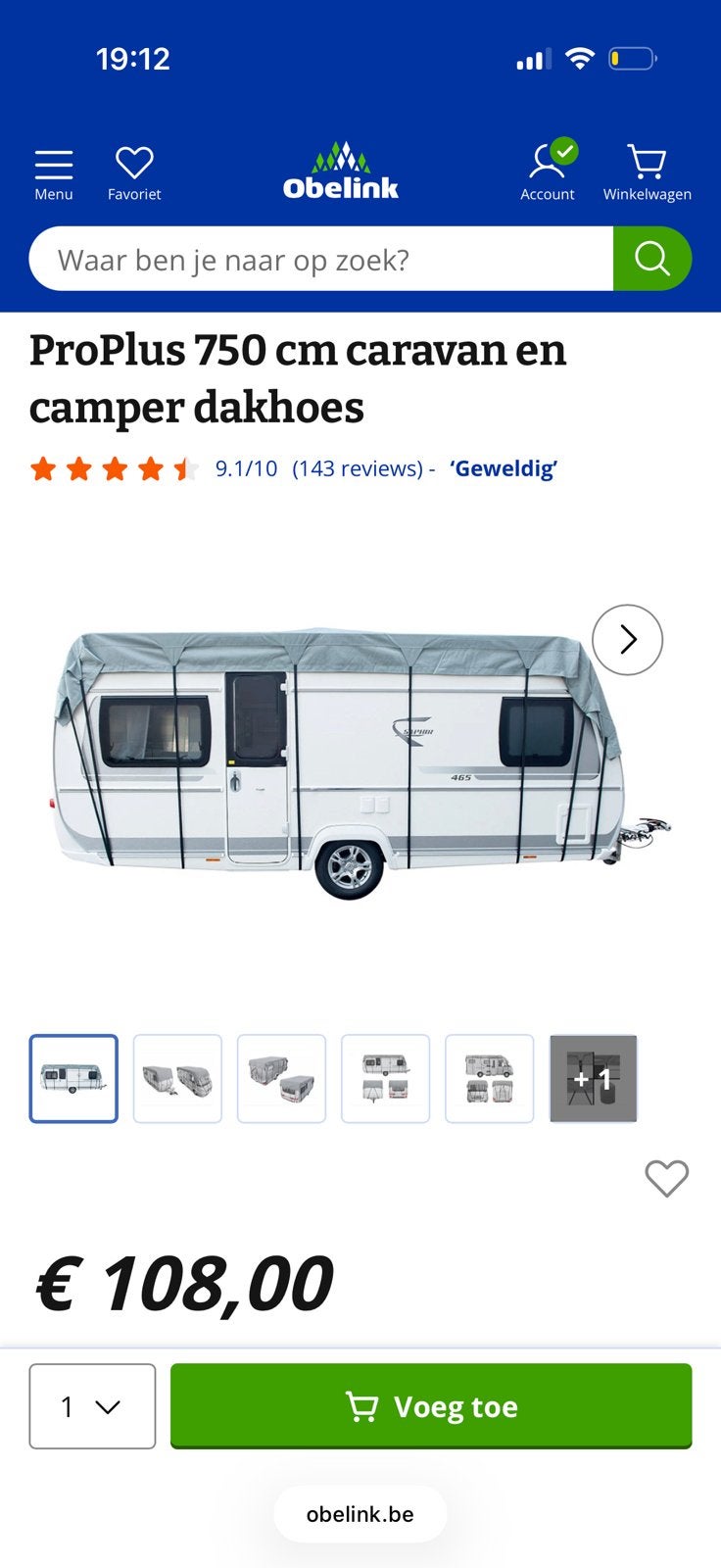 Beschermhoes voor Caravan of Camper, Caravanes & Camping, Caravanes & Camping Autre, Enlèvement, Utilisé