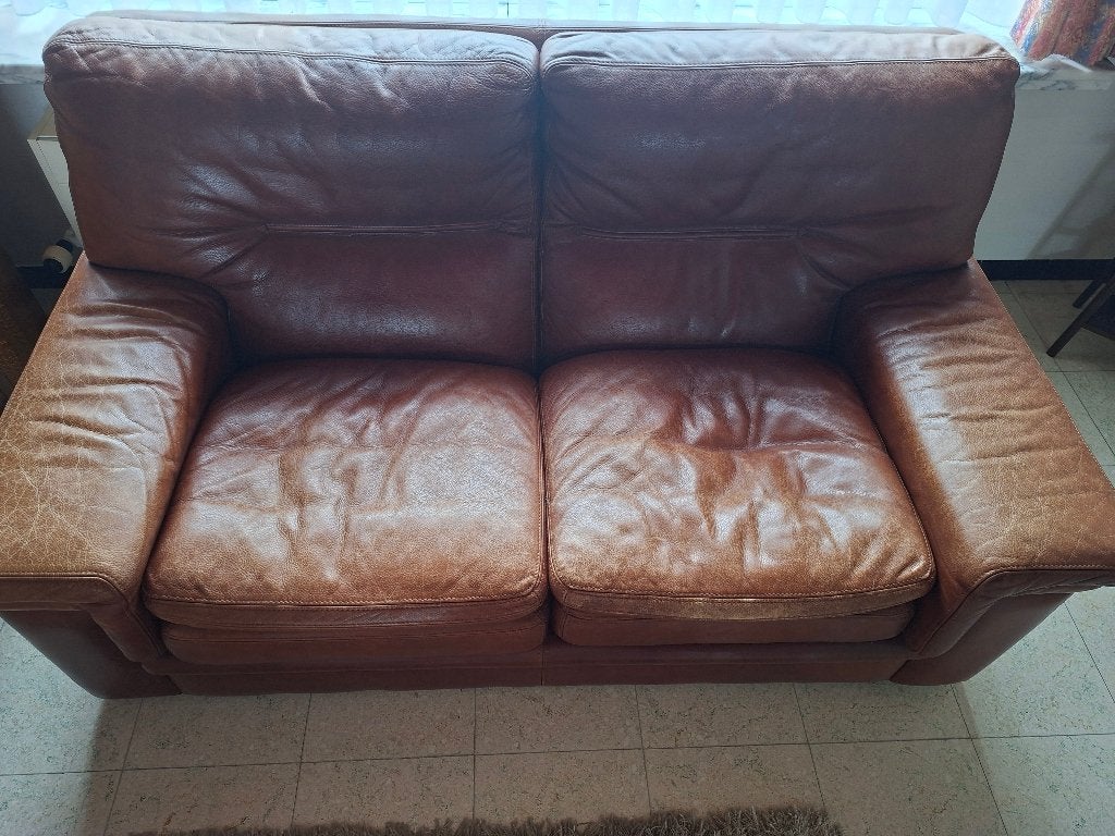 Lederen salon zetels bordeaux, Banc droit, Enlèvement, Utilisé, Cuir