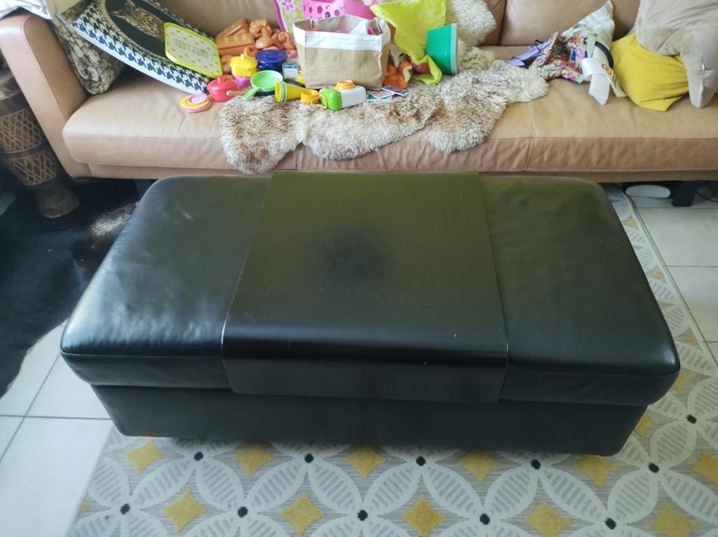Leren stressless salontafel/voetenbank zwart, Ophalen