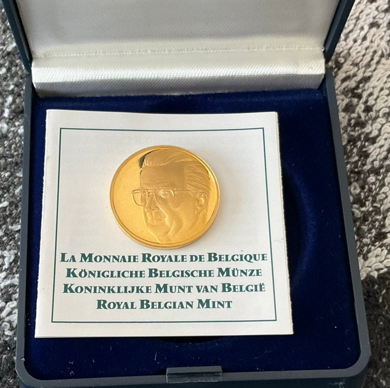 Belgische gouden munt Albert 1/100euro, Handtassen en Accessoires, Ophalen, Zo goed als nieuw