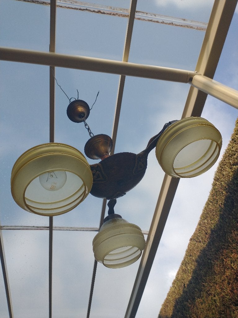 lampe suspendue, Maison & Meubles, Lampes | Suspensions, Enlèvement, Utilisé, Verre, E27 (grand)