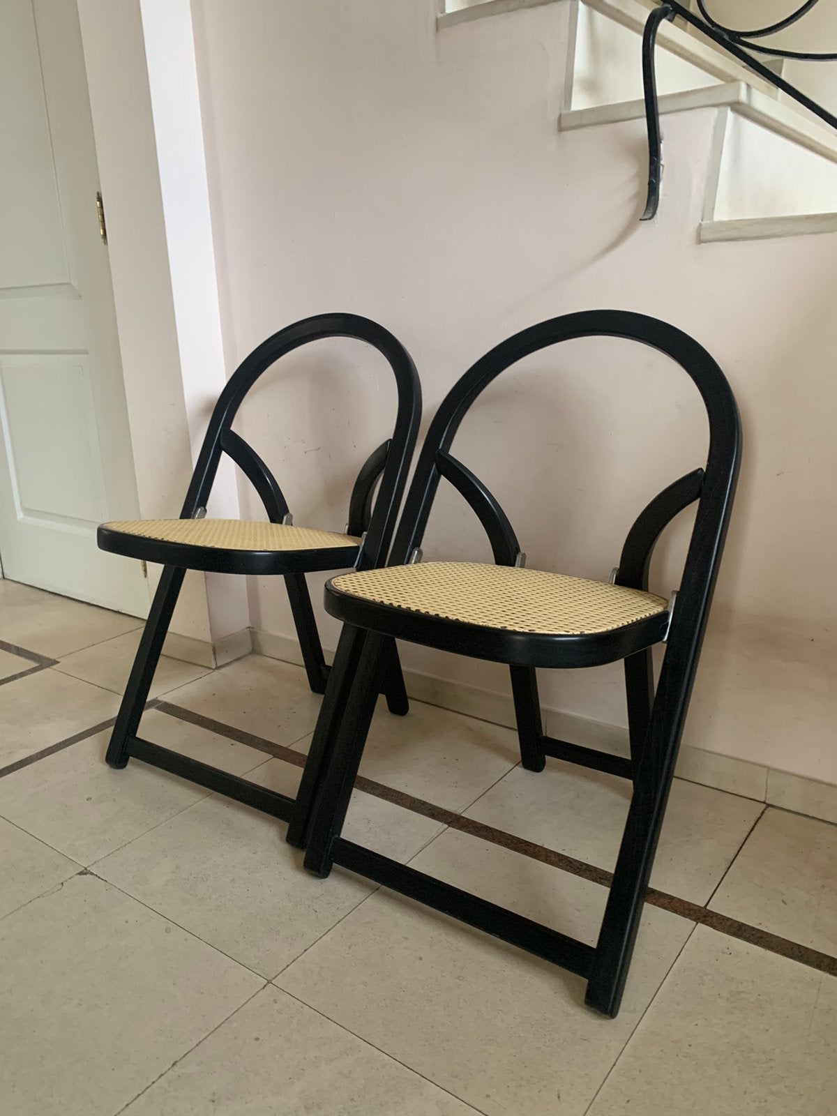 Twee Gigi Sabadin-stoelen, Huis en Inrichting, Ophalen, Zo goed als nieuw, Hout, Twee