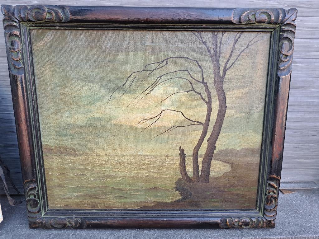 huile sur toile paysage sombre signe serra, Enlèvement ou Envoi