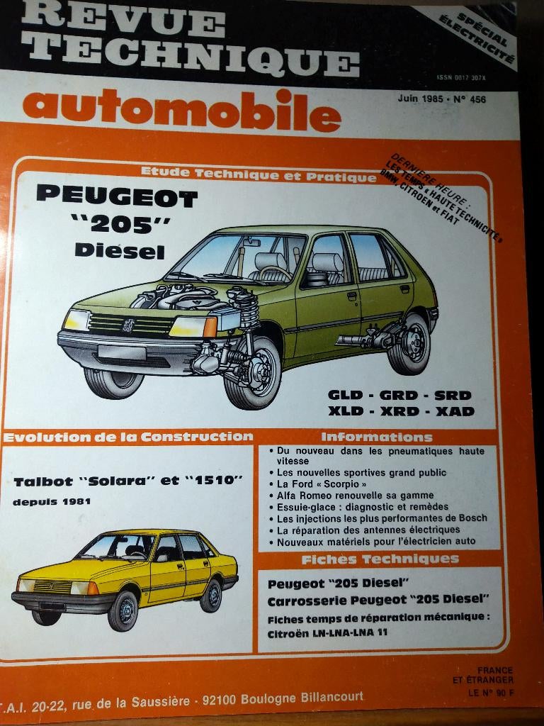 RTA 456 - Peugeot 205 - juin 1985, Ophalen of Verzenden