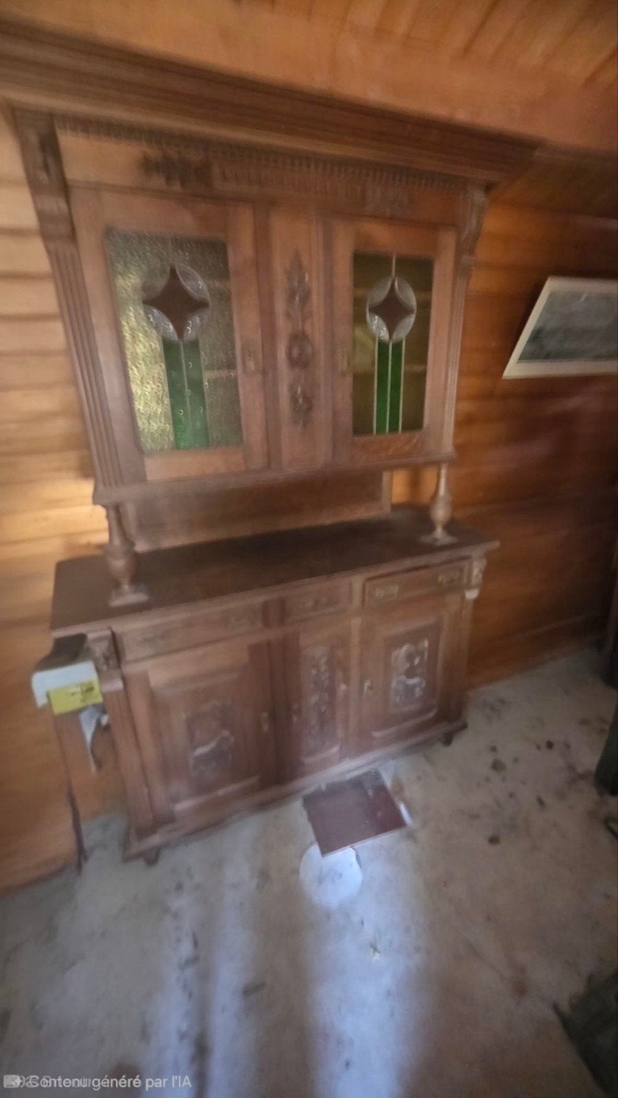 Buffet deux corps ancien de style 1900 / Art Nouveau, Enlèvement