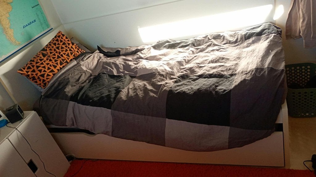 Bed, Huis en Inrichting, Slaapkamer | Bedden, Ophalen, Gebruikt, 90 cm, Eenpersoons