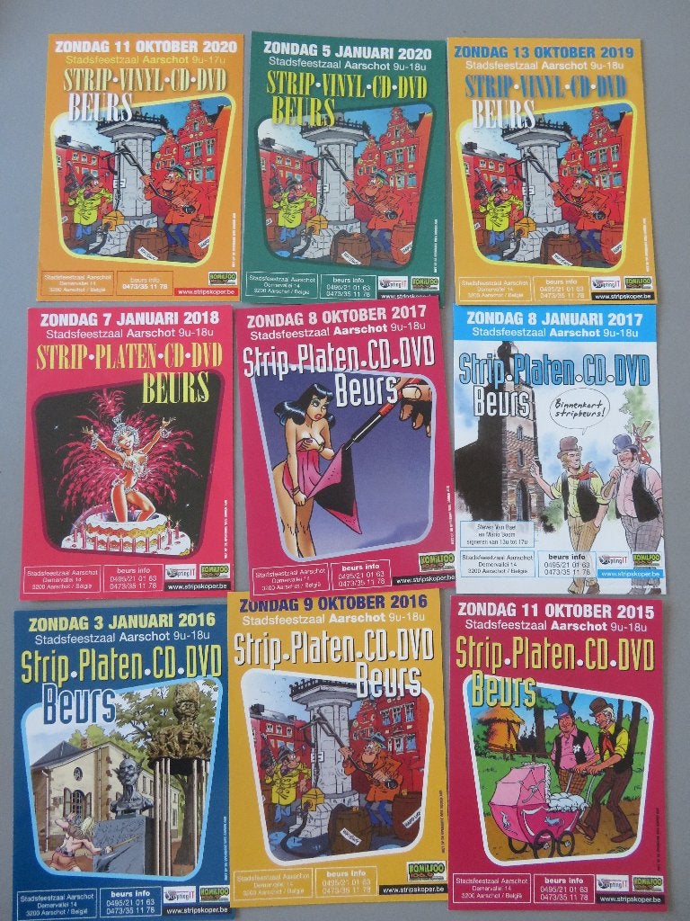 lot 2 van 52 flyers Strip Festivals Beurzen Film, Enlèvement ou Envoi, Comme neuf, Image, Affiche ou Autocollant