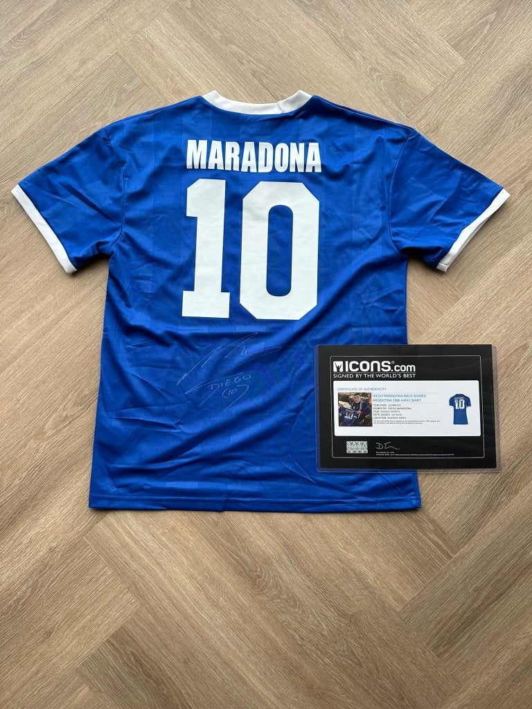 Hand gesigneerd shirt van Diego Armando Maradona, ICONS COA, Verzamelen, Ophalen of Verzenden, Nieuw, Shirt