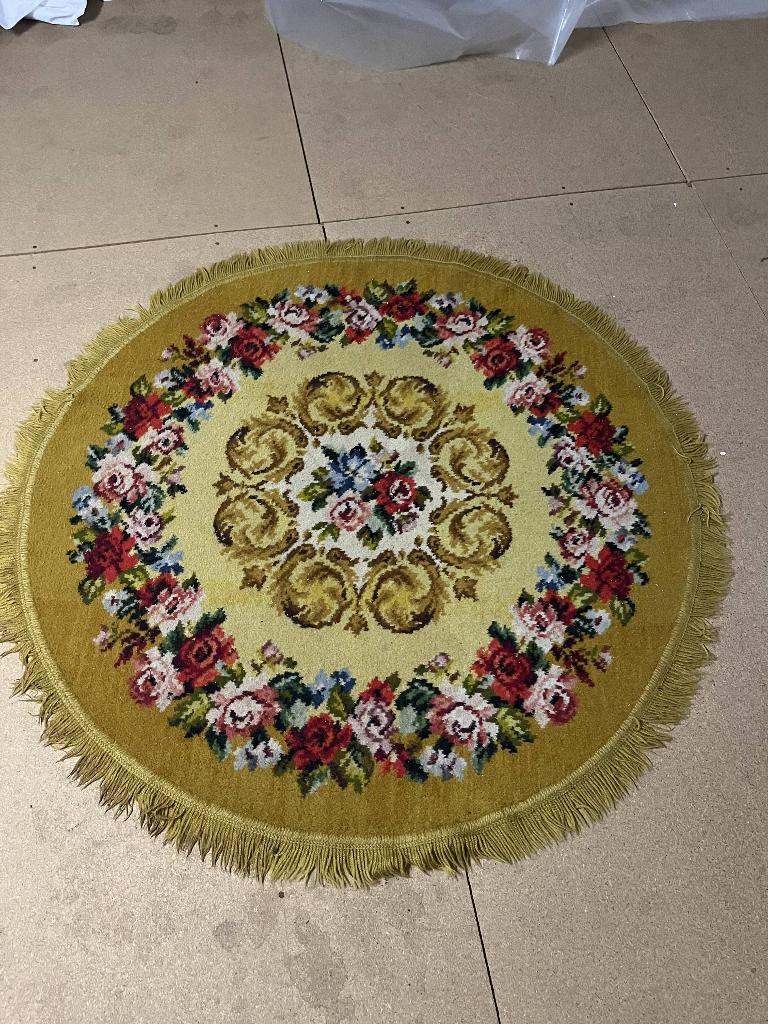 Vitage tapijt rond - geel (diameter 120 cm), Maison & Meubles, Ameublement | Tapis & Moquettes, 100 à 150 cm, Rond, 100 à 150 cm