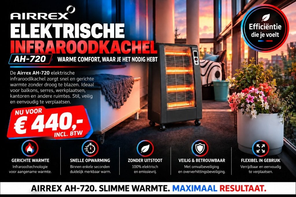 AIRREX AH-720 Elektrische Infrarood verwarming kachel, Ophalen of Verzenden, Nieuw, Veranda