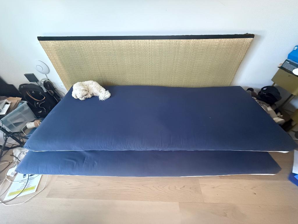 Marineblauwe slaapbank Futon Chico, Ophalen, Gebruikt, Blauw, Tweepersoons