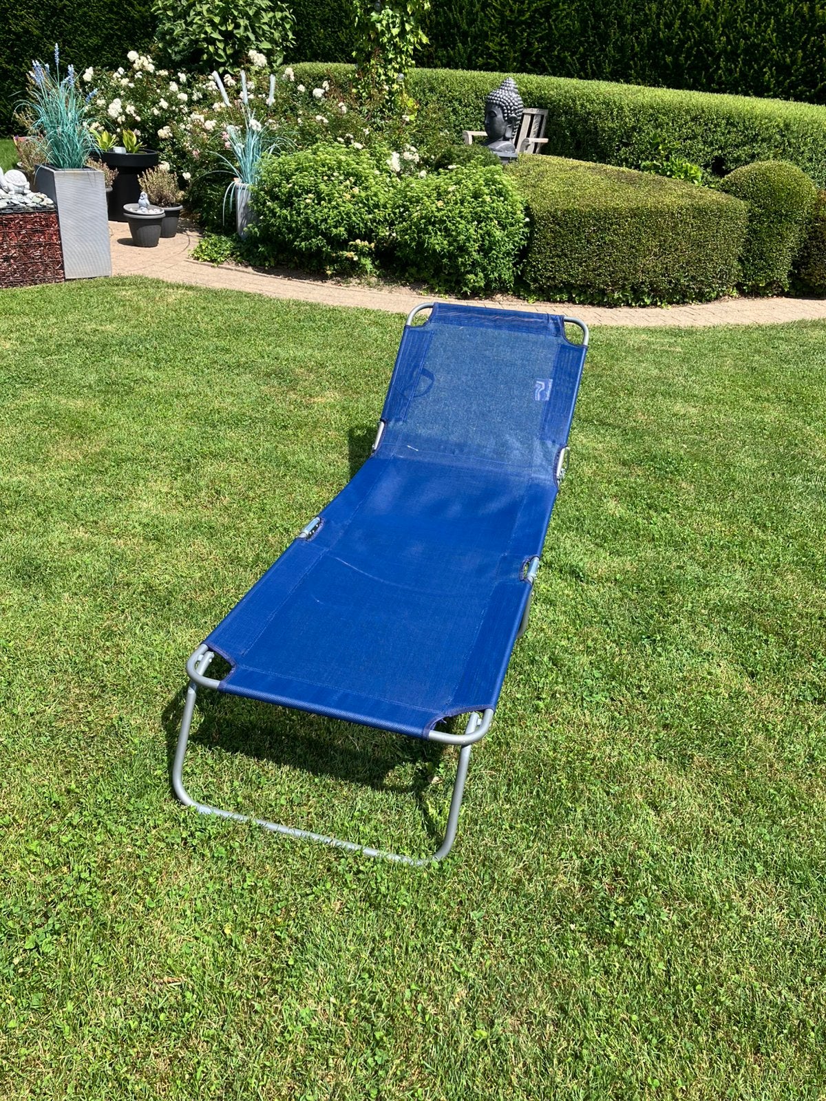 Blauw ligbed voor camping ,strand en tuin, Tuin en Terras, Ophalen, Zo goed als nieuw