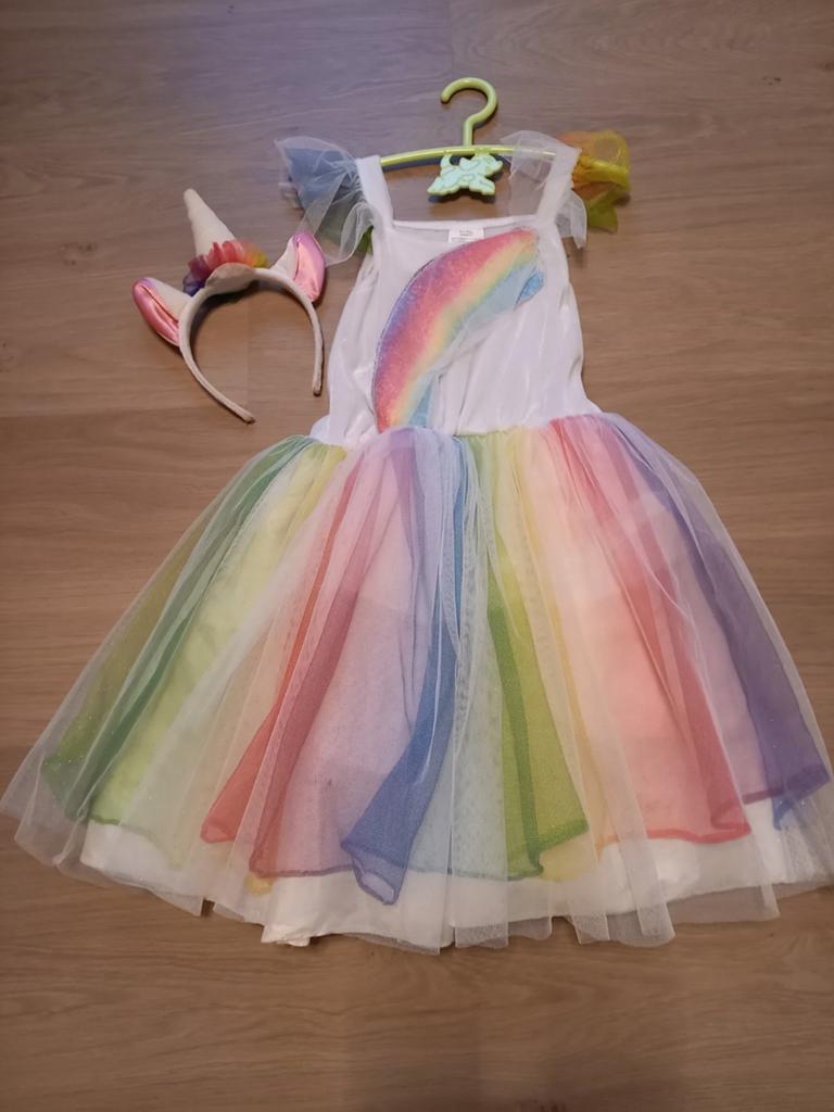 Jurk unicorn / eenhoorn maat 6 tot 8 jaar, Ophalen, Gebruikt, 122 t/m 128, Meisje