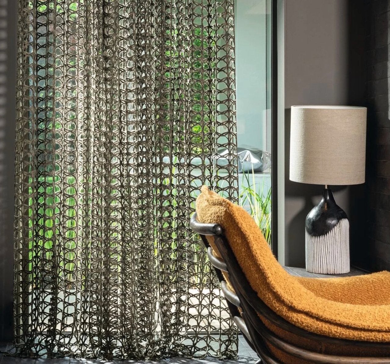 Gordijn Luxe meshe, Avantgarde, Luxe, Bruin, 200 cm of meer, Nieuw