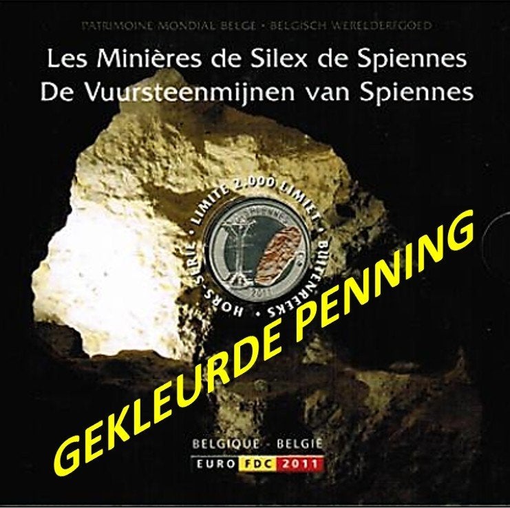 BU-set België 2011 Vuursteenmijnen met gekleurde penning, Verzenden, België