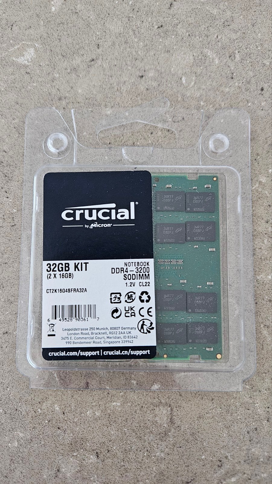 Crucial 32GB DDR4 kit SODIMM CT2K16G4SFRA32A, Ophalen, DDR4, Laptop, 32 GB