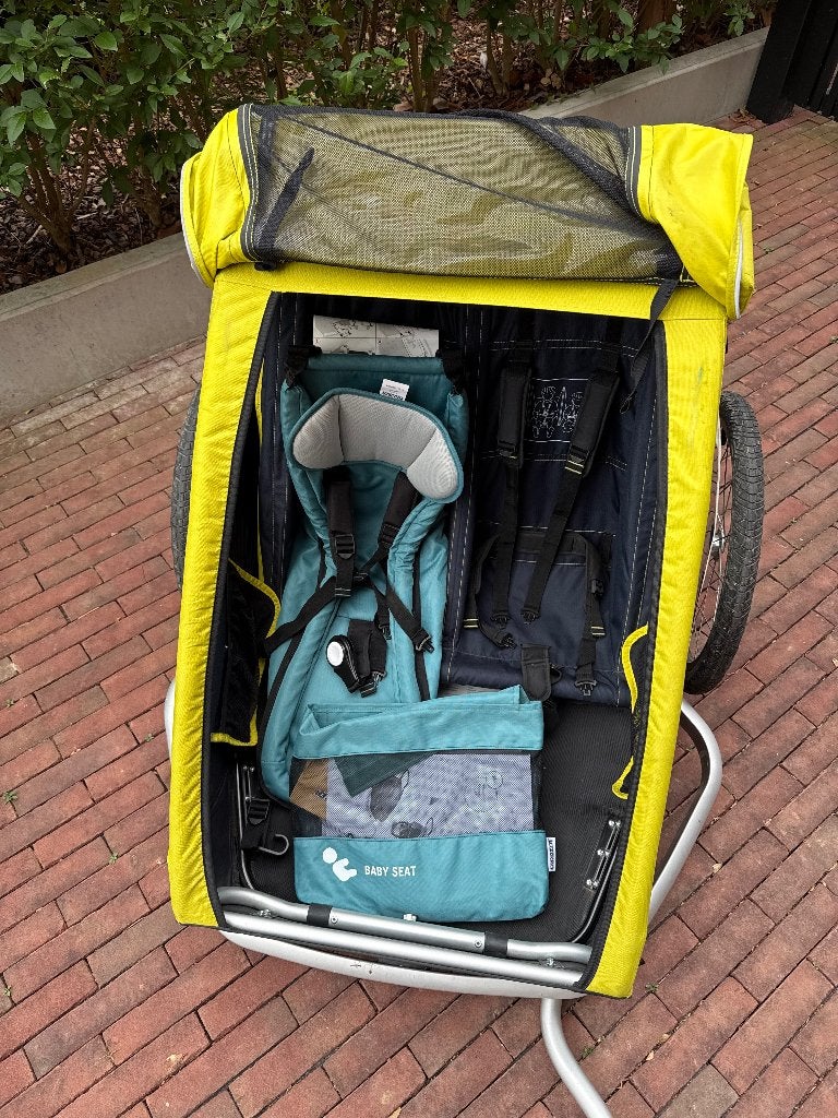 Fietskar croozer for 2 kids + babyhangmat, Fietsen en Brommers, Ophalen, Gebruikt, Opvouwbaar, Kinderkar