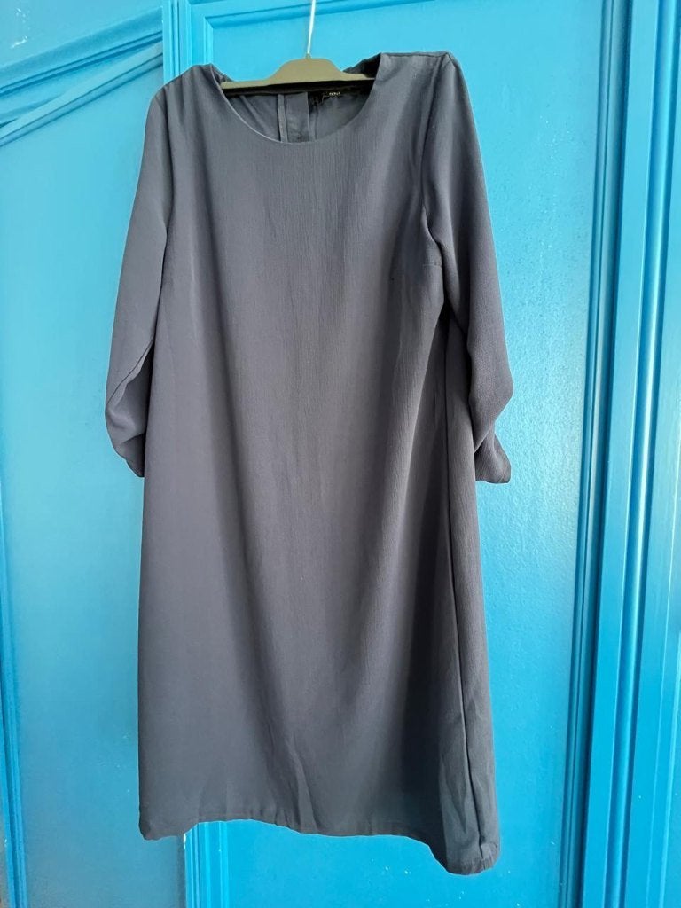 AKOZ Paris blauwe tuniekjurk met oprolmouwen – maat M, Maat 38/40 (M), Blauw, Ophalen of Verzenden, Knielengte