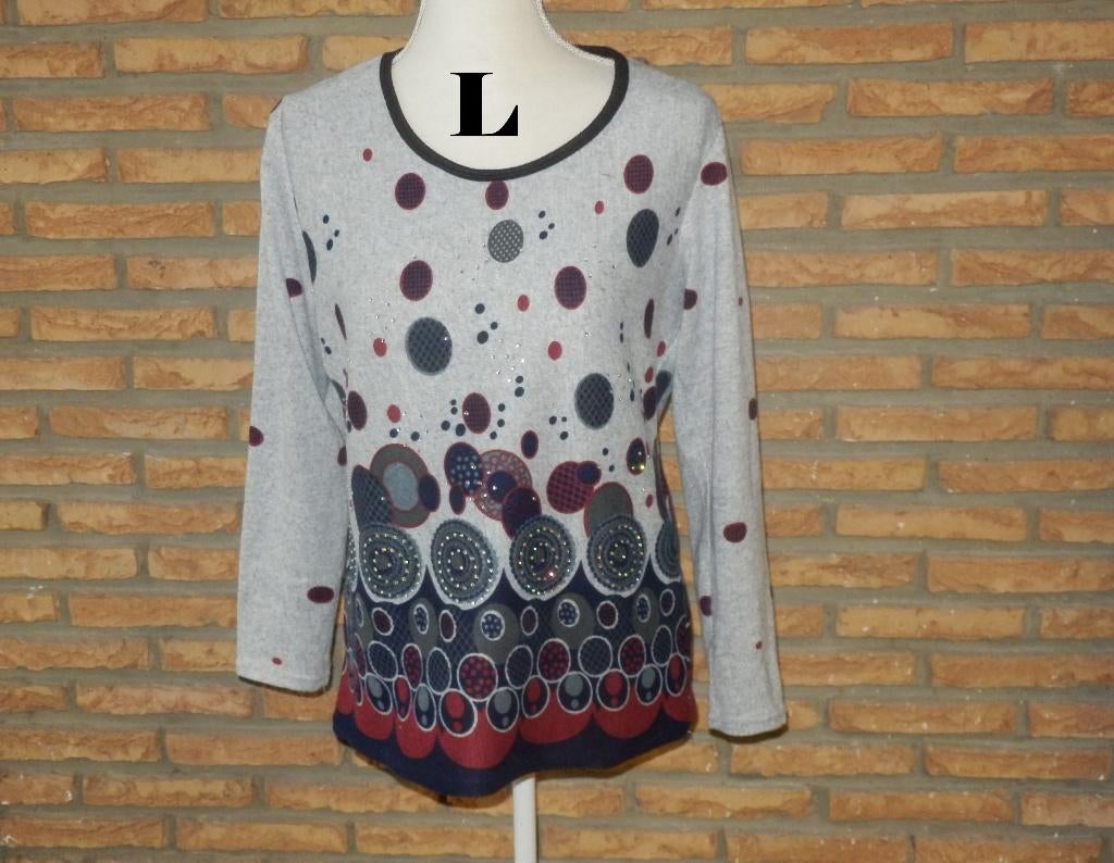 (215) - blouse femme t.L grise - M2K -, Vêtements | Femmes, Blouses & Tuniques, Comme neuf, Taille 38/40 (M), Gris, Enlèvement ou Envoi