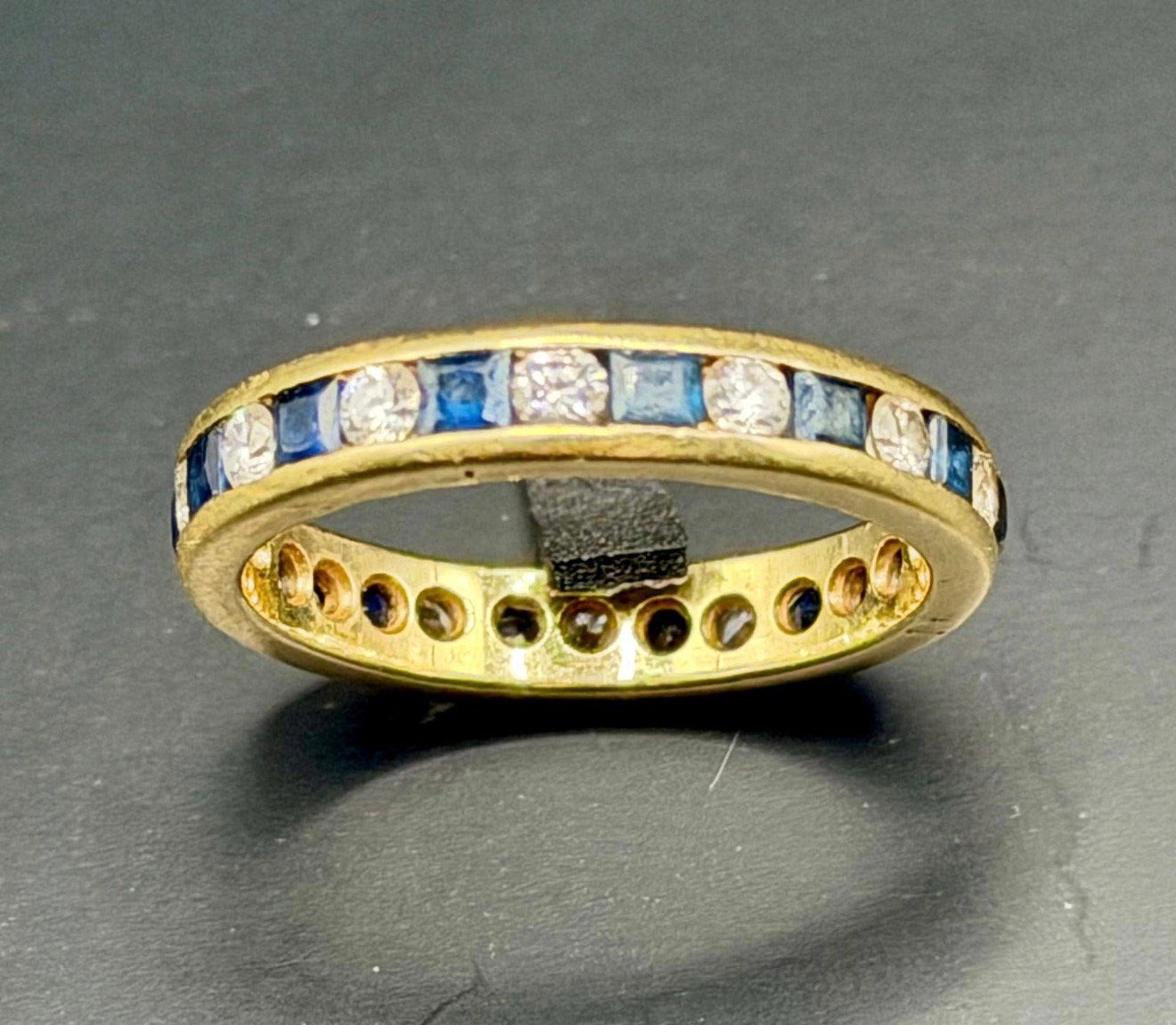 18K gouden ring 1.68ct natuurlijke diamant saffier- 18,75mm, 18 tot 19, Geel, Ophalen of Verzenden, Dame of Heer